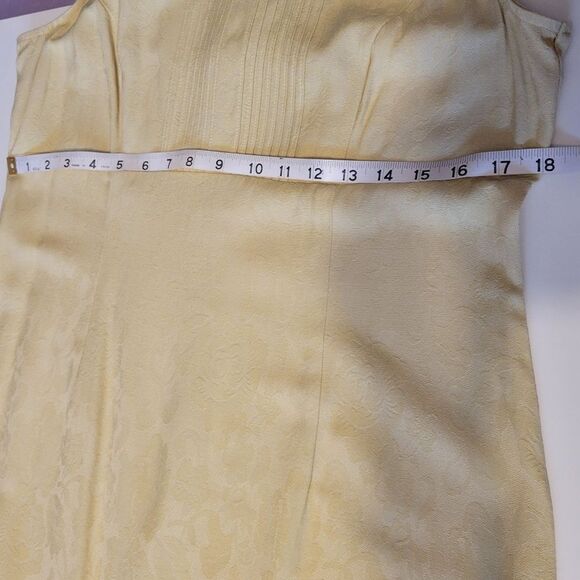 Sag Harbor Pencil Dress Yellow Rayon blend 12P Jacquard Zip sleeveless Retro EUC - Picture 13 of 15